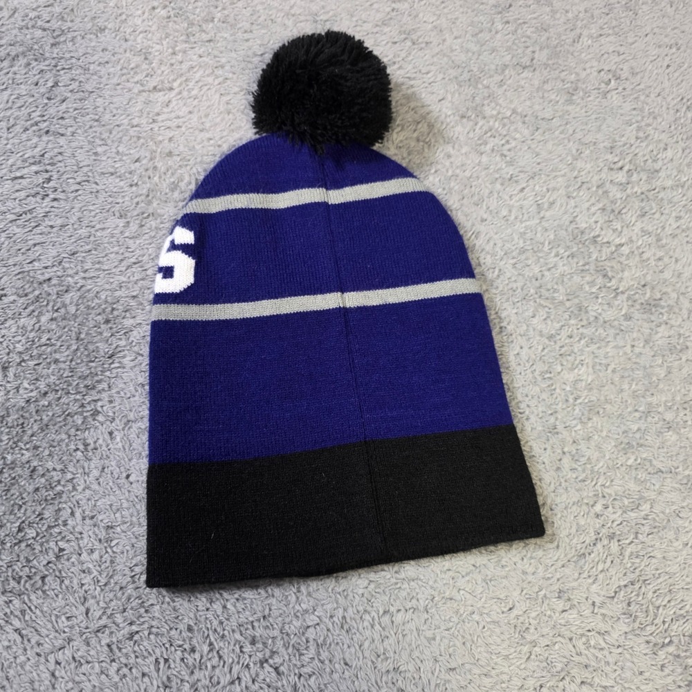 MLB Mens OSFA Colorado Rockies Beanie Purple Black Cuffed Pom Knit Hat Logo - Picture 5 of 6
